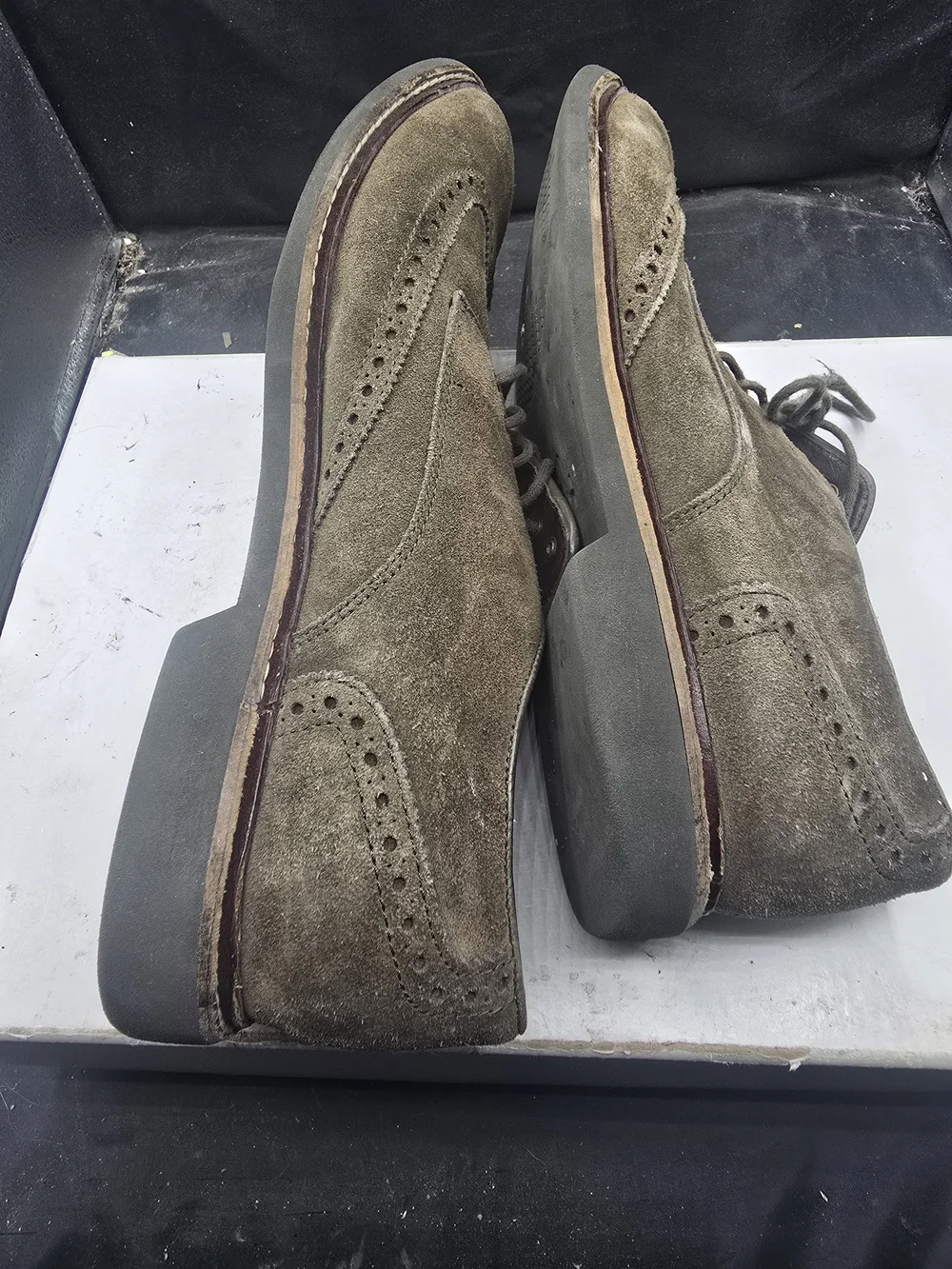 Cole‎ Haan Men's Suede Wingtip Oxfords - Olive Brown